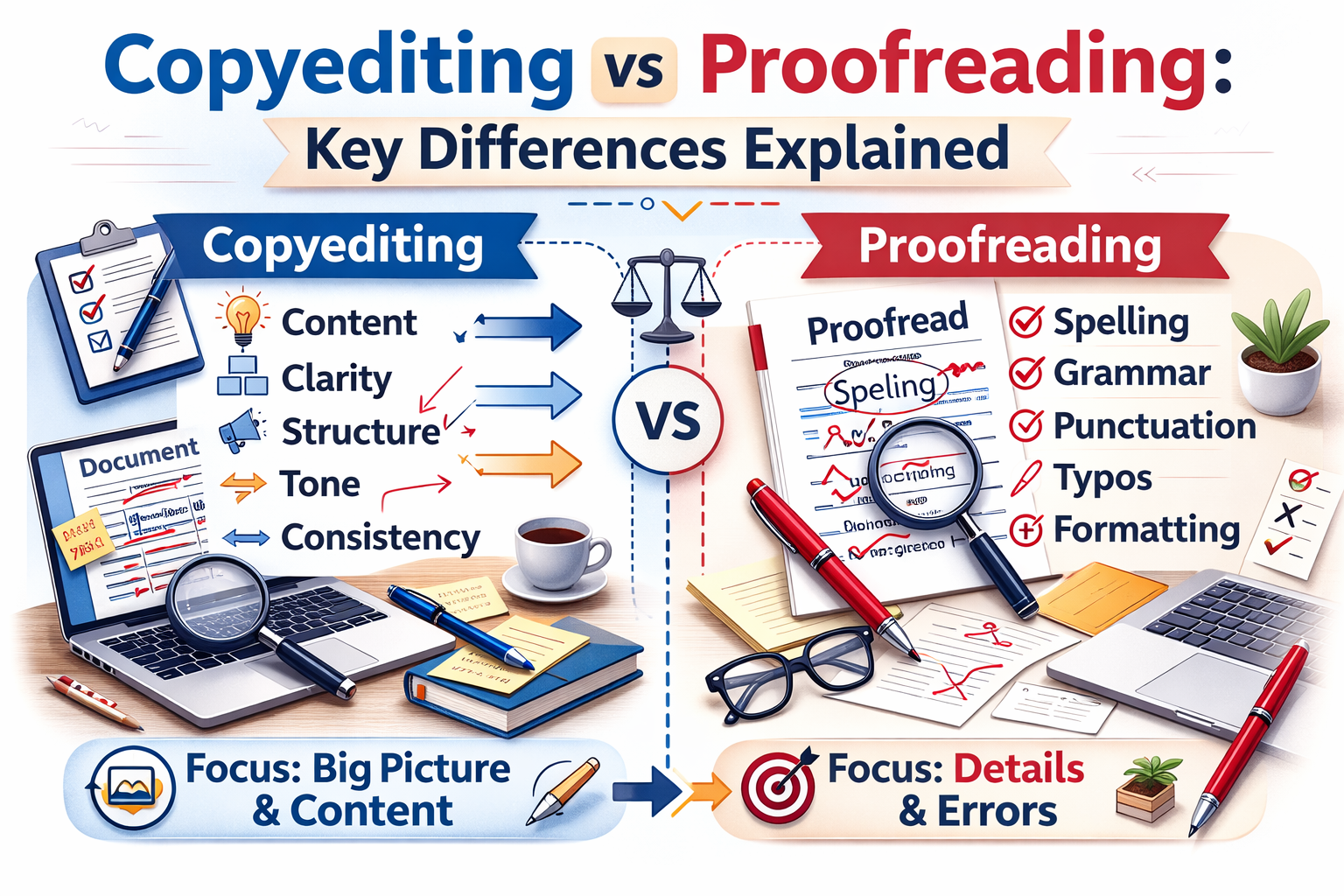 Copyediting vs Proofreading: Key Differences Explained